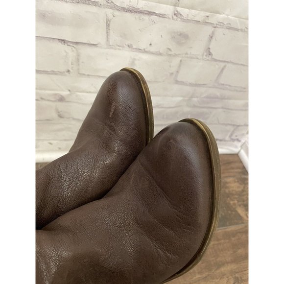 Lucky Brand Basel Bootie Size 8M Dark Brown Double Zippers Chunky Heal Leather - Picture 8 of 16